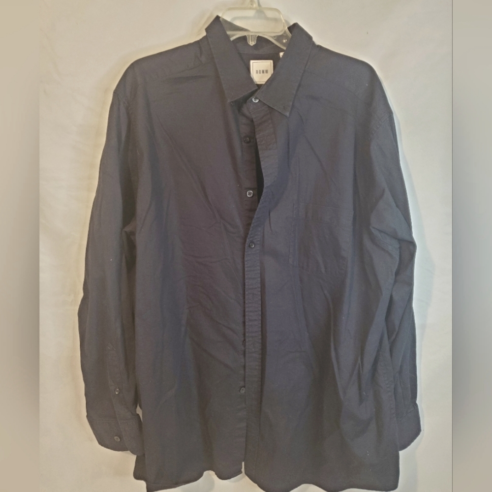 Rowm black men's size 2X Long sleeve dress shirt
